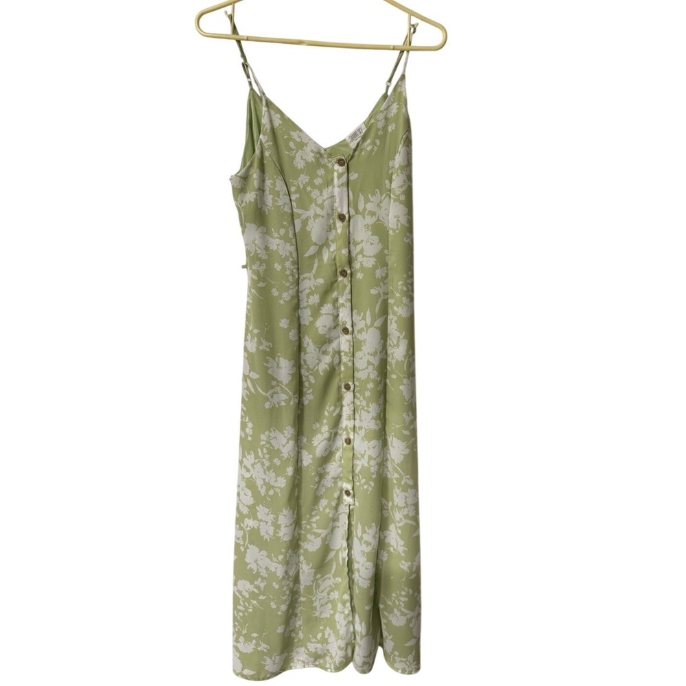 Halter Summer Dress With White Floral Pattern Sienna Sky Women's Lined Green M